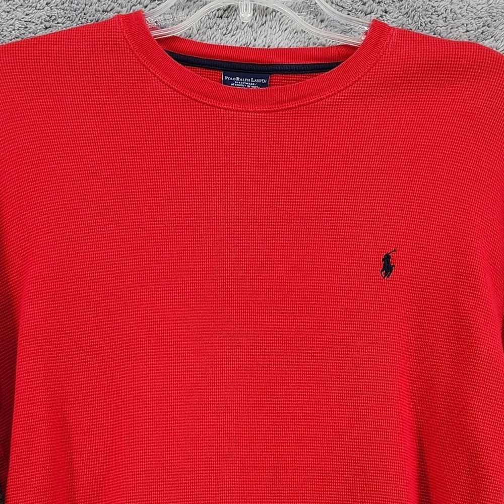 Polo Ralph Lauren Shirt Mens L Red Waffle Cotton Sleepwear Pullover Pony Logo‎